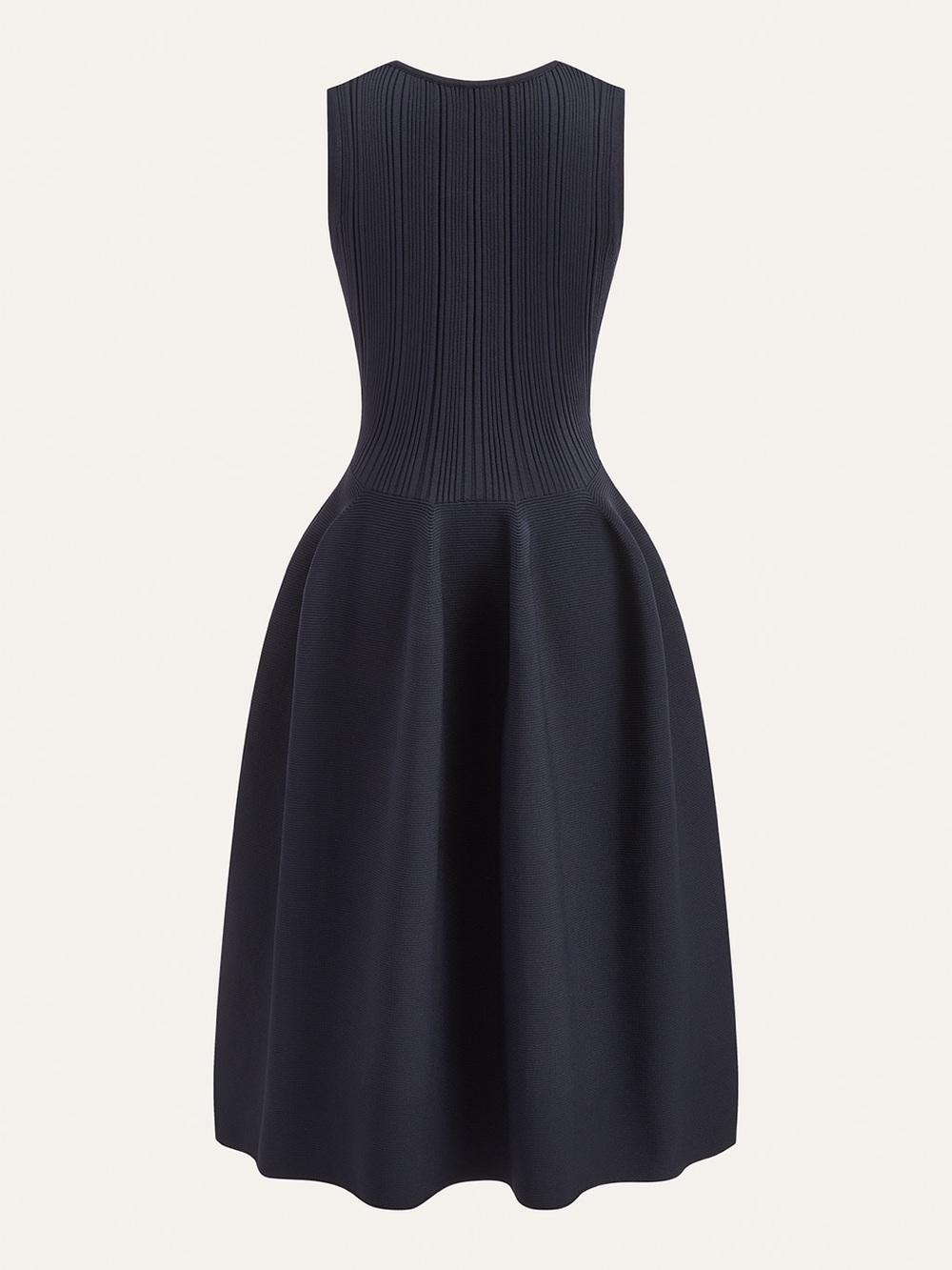 NWT Commense Navy Rib Knit Fit & Flare Midi Dress Size L - Picture 2 of 5
